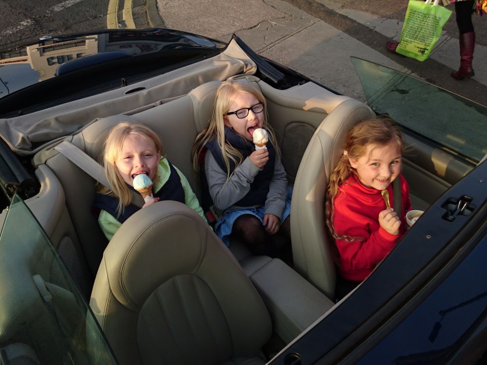 The girls in the Jag